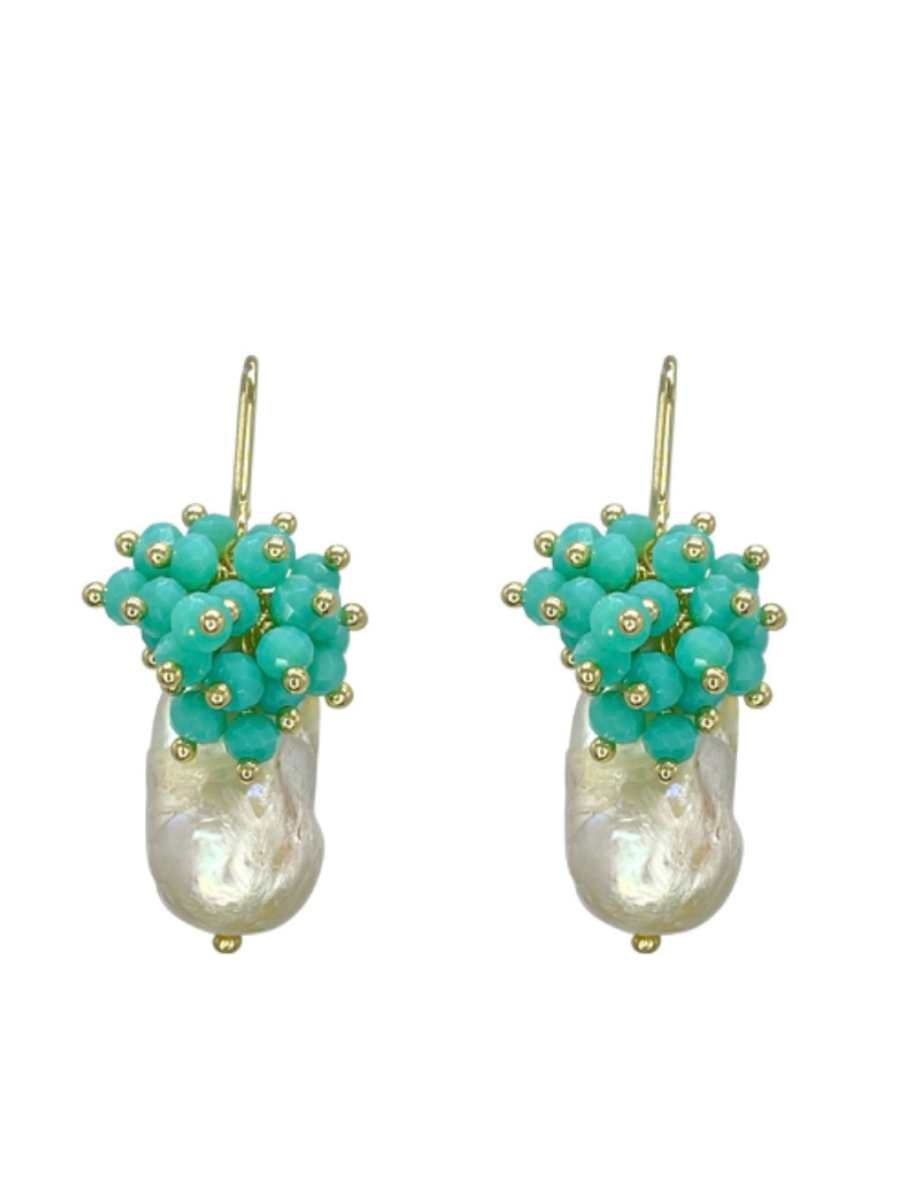 Aqua Cluster Earrings