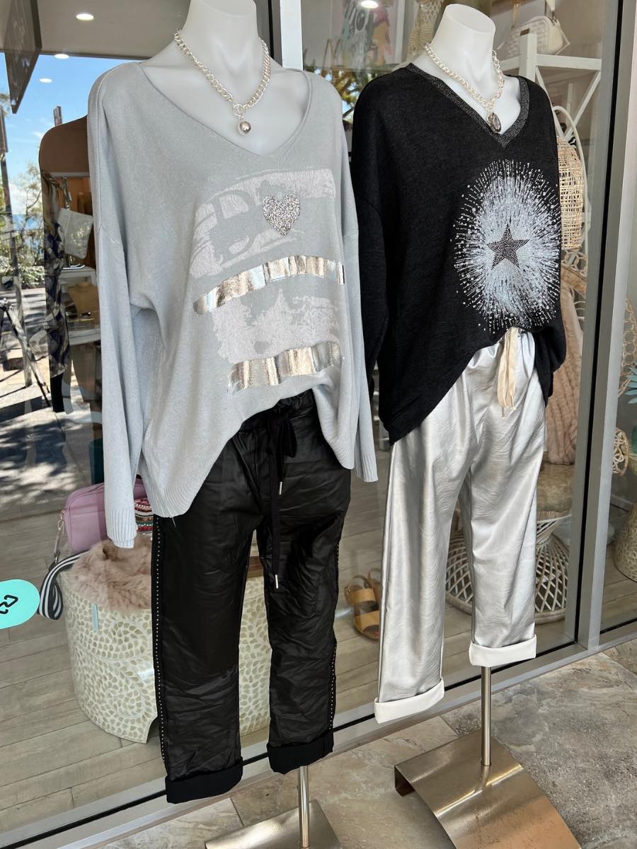 Black Studded Leather Look Jogger Pants