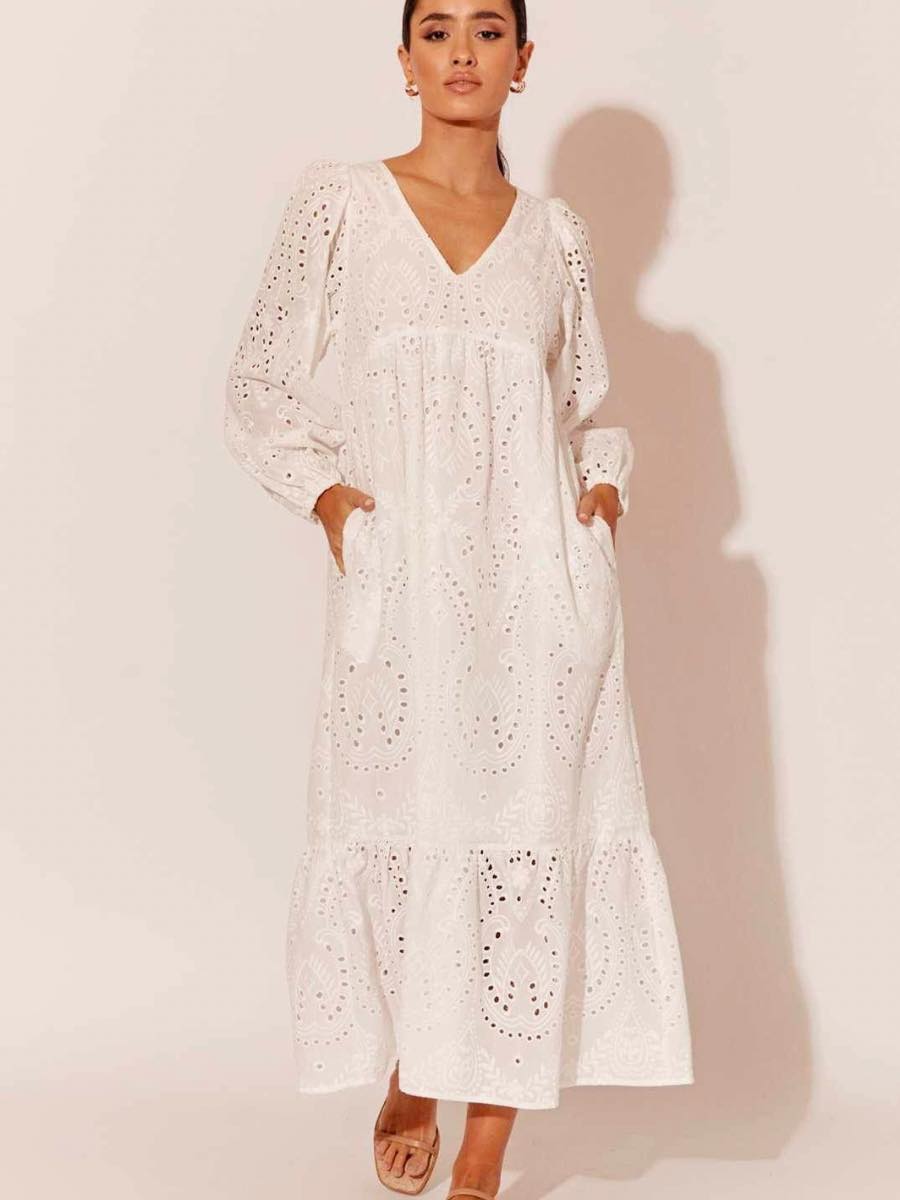 Ladies White Broderie Dress