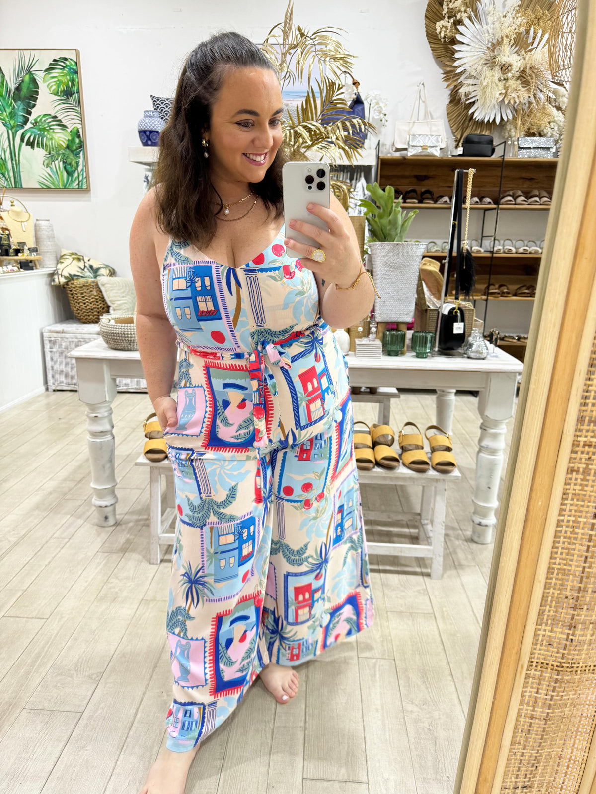 Mykonos print pantsuit