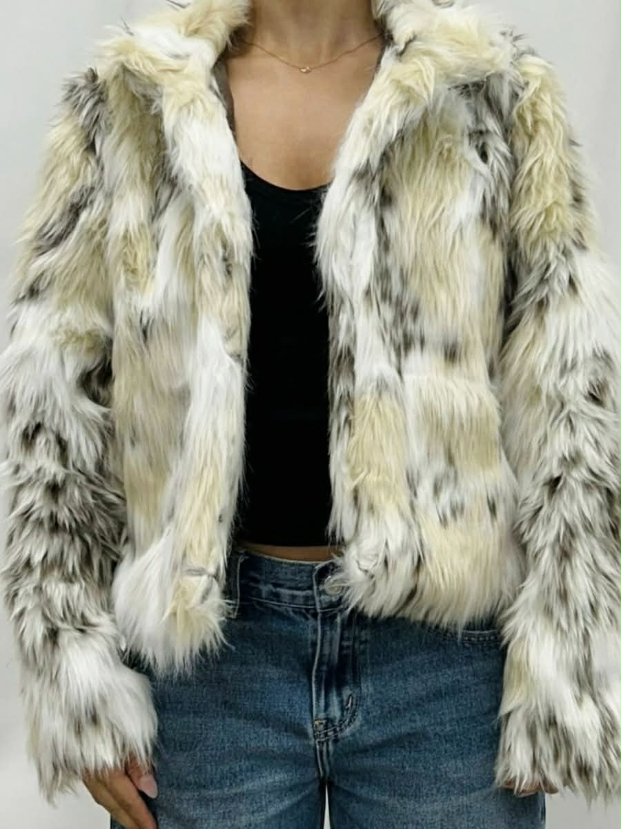 Snow Leopard Faux Fur Jacket